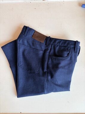 CANALI Men's Virgin Wool Travel Easy Navy Blue Slim Fit Pant - 36"X32"